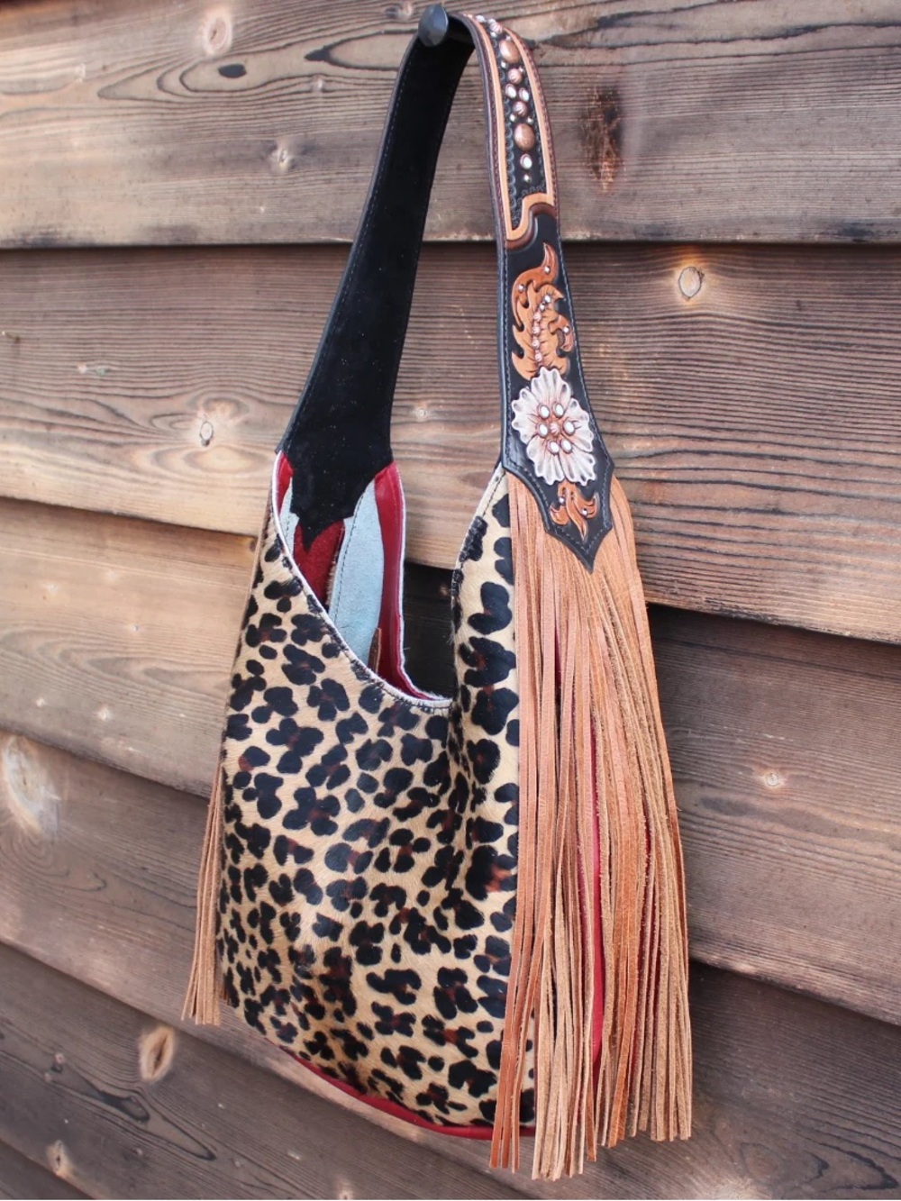 Heritage Brand Marilyn #887 Leopard Print Fringe Shoulder Bag One of a kind!